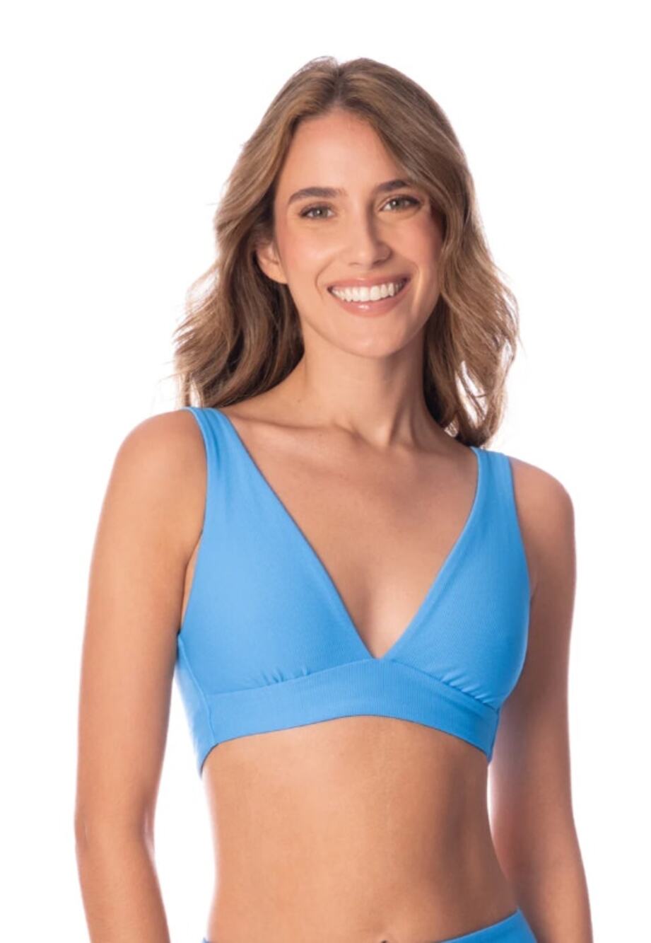 MAAJI Women's Long Line Triangle Bikini Top Medium Allure Blue Lace Up Back NWT